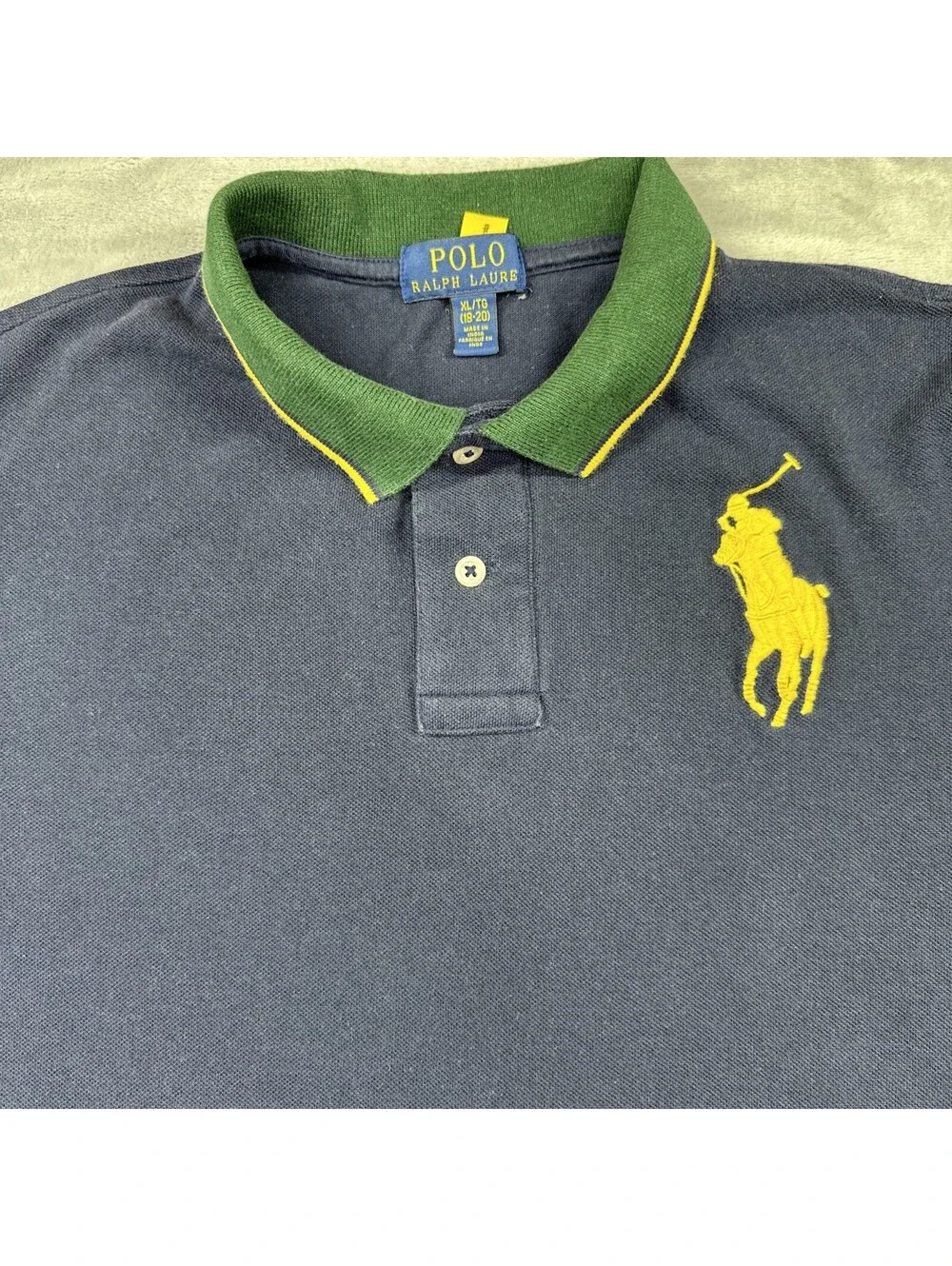 Polo Ralph Lauren Golf Shirt Youth XL 18/20 Navy Blue Big Pony Logo Custom